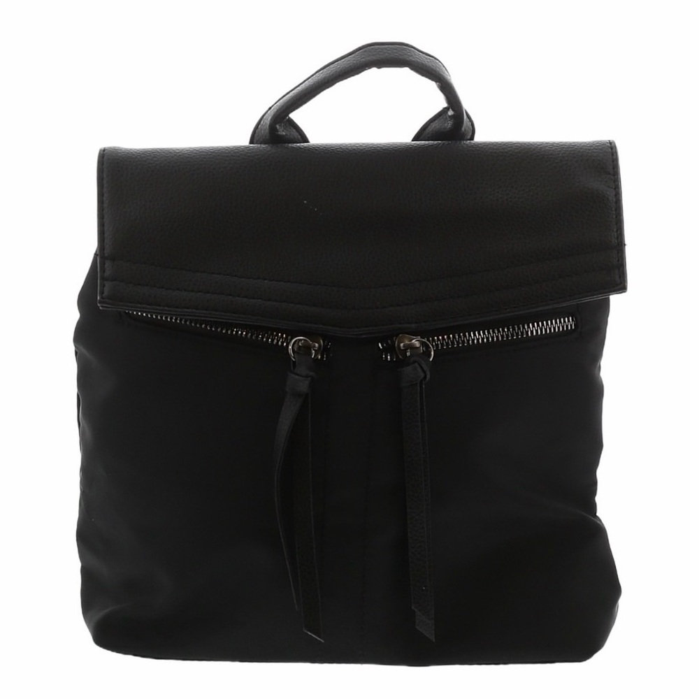 Botkier Black Fold-Top Backpack Purse with Front Zip